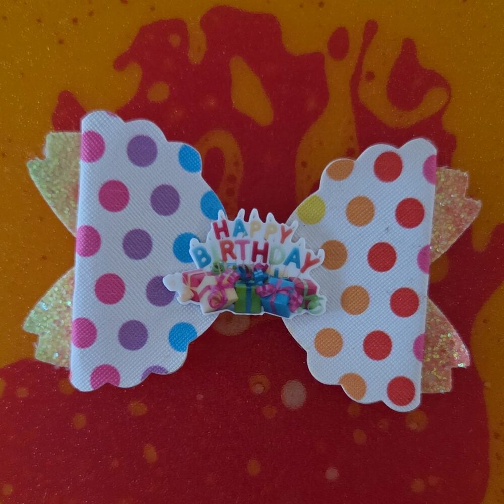 Custom Happy Birthday & HANDMADE Hair Bow
